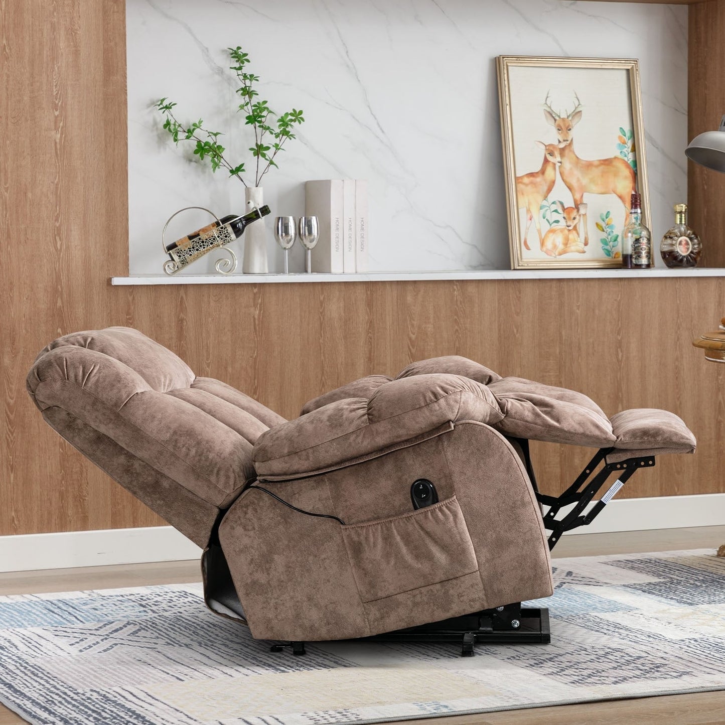 Fauteuil inclinable électrique robuste pour personnes âgées avec un design rembourré