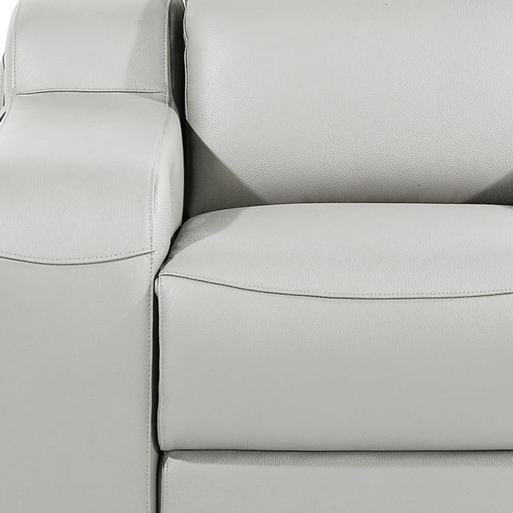 Fauteuil inclinable mural en cuir italien gris clair HomeRoots 41 avec port USB
