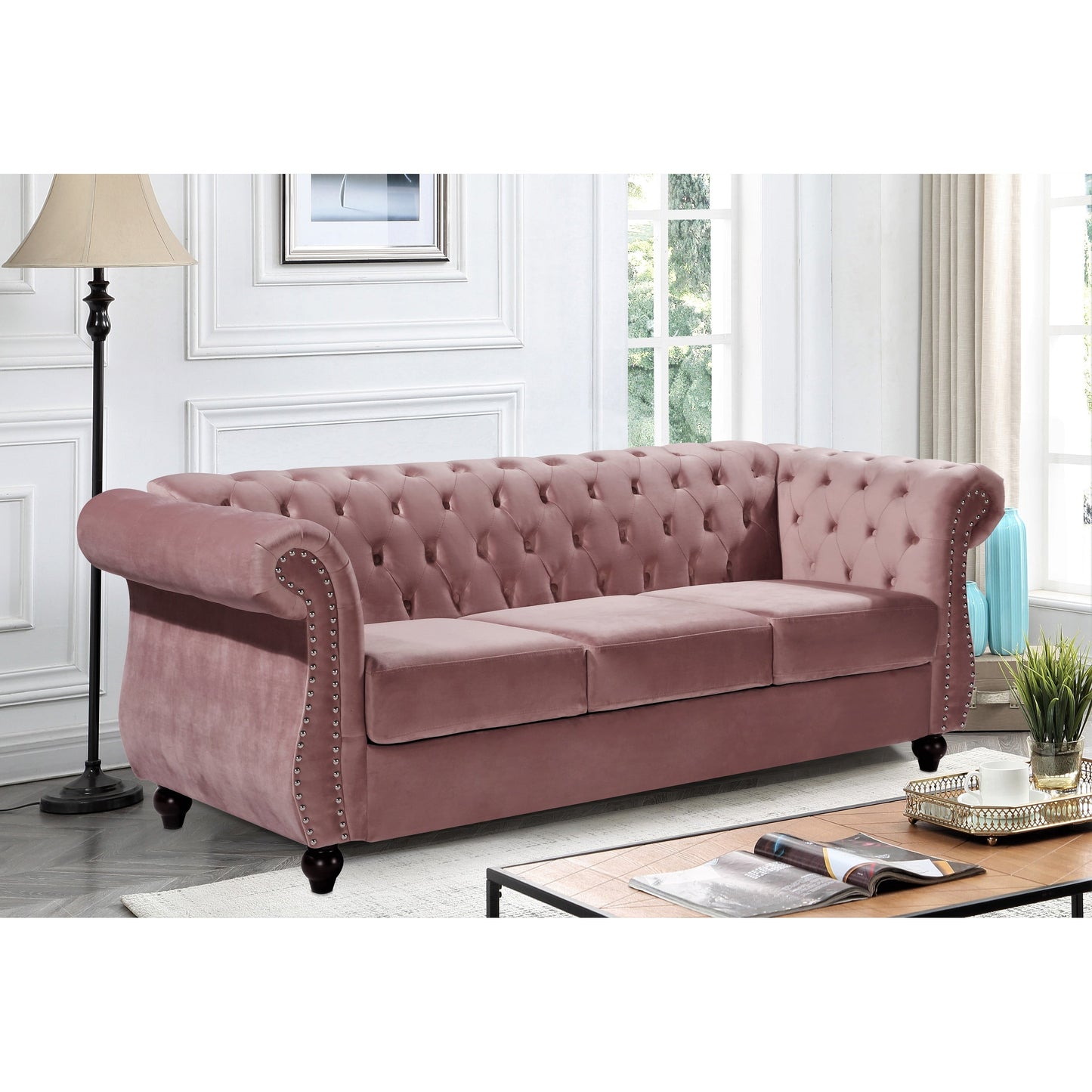 Canapé Chesterfield en velours Kemos