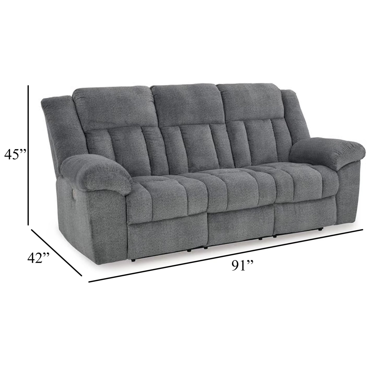 Canapé inclinable électrique Kendy, appui-tête réglable, polyester gris, 231 cm