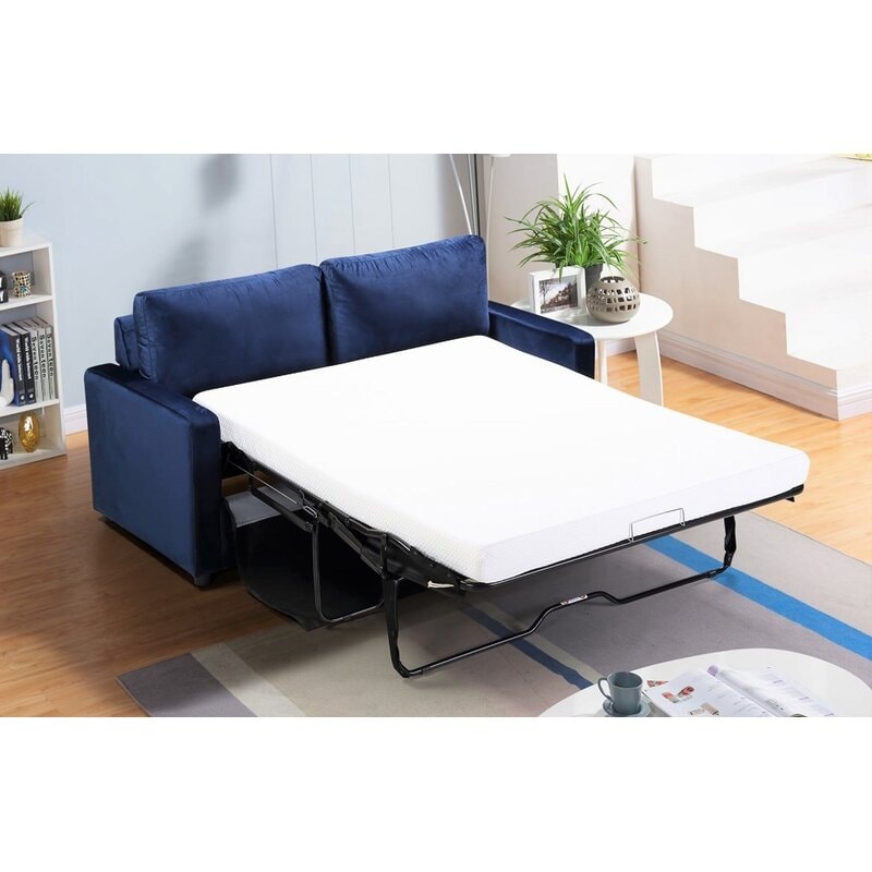 Canapé-lit à accoudoirs carrés en velours Knightsville de 70 pouces