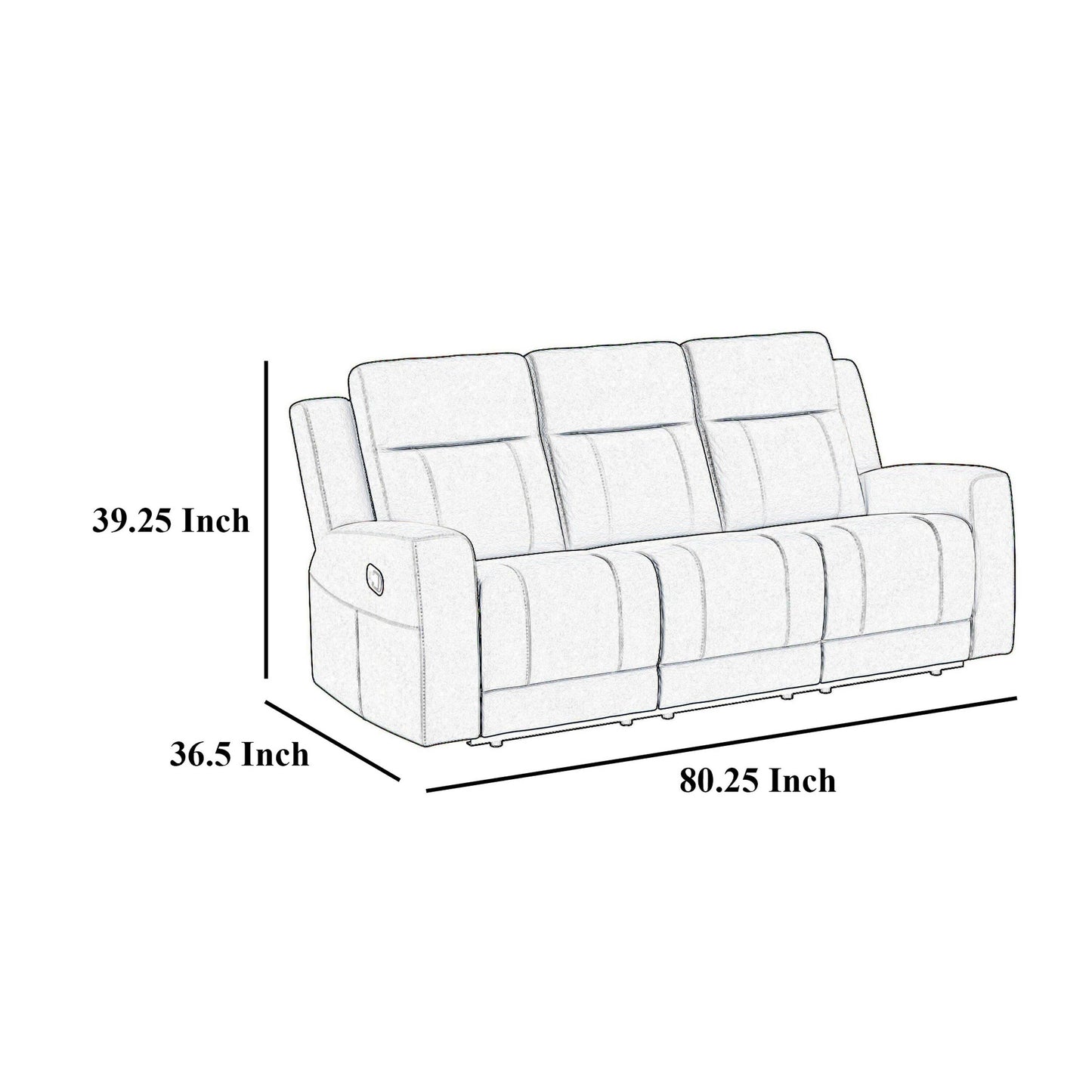 Canapé inclinable manuel Krio, 80 pouces, similicuir gris anthracite moderne