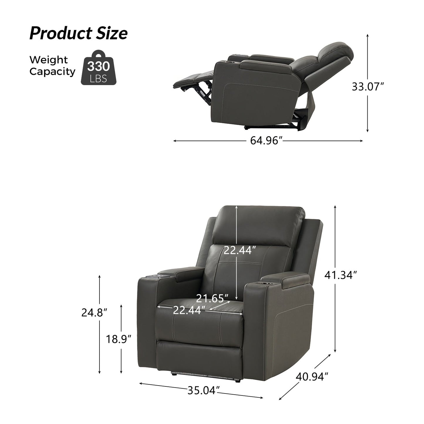 Fauteuil inclinable électrique Laura 35.04 en cuir véritable avec appuie-têtes réglables par HULALA HOME