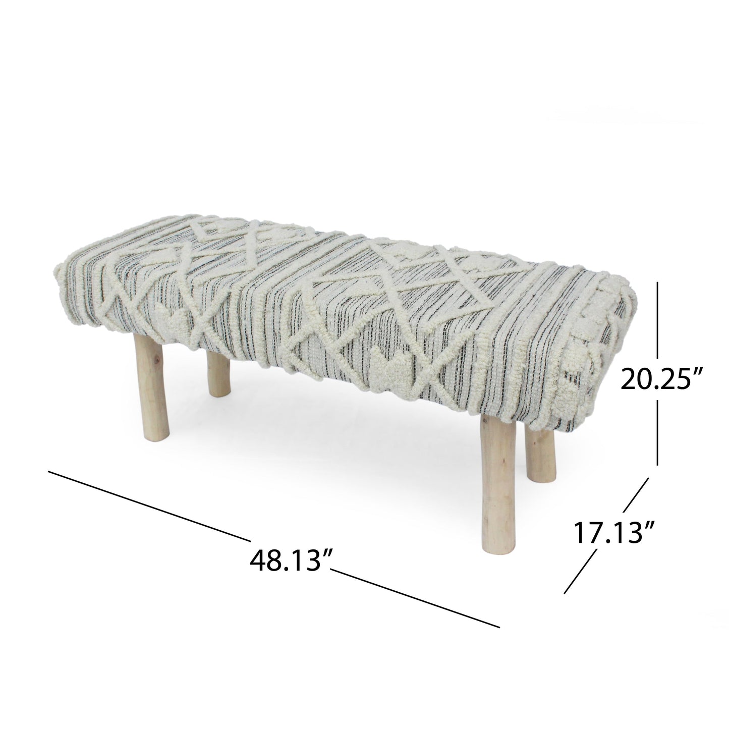 Banc Boho en laine et coton fait main Laveta par Christopher Knight Home