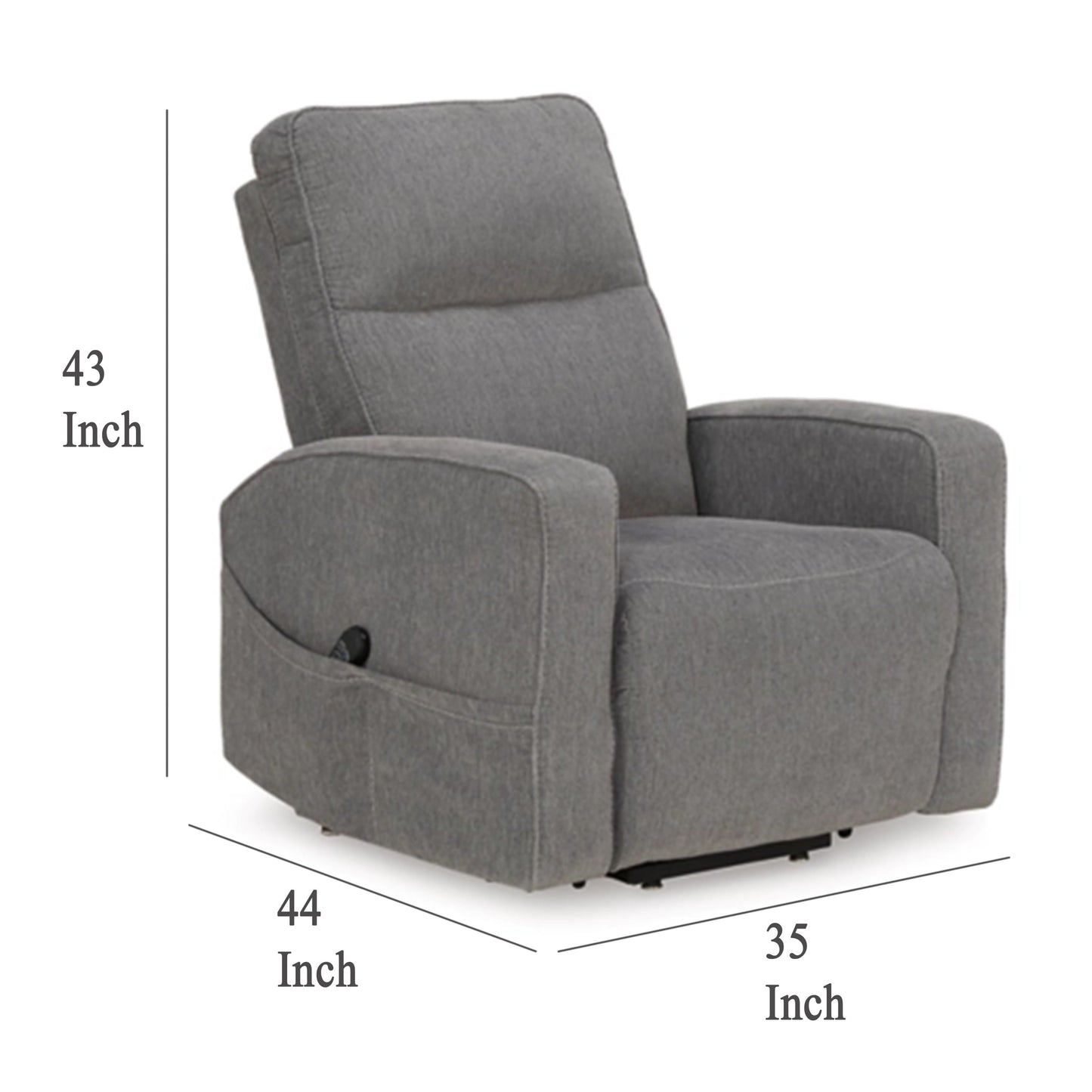 Fauteuil inclinable électrique Lawson, polyester gris, rembourrage en mousse souple