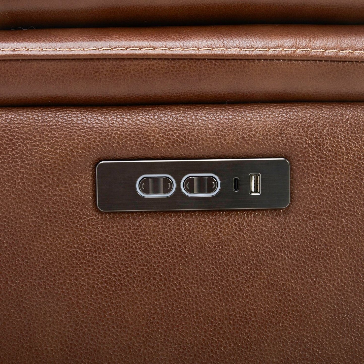 Canapé électrique Liberty Furniture Caswell en cuir marron - Largeur 91 x Profondeur 40 x Hauteur 42