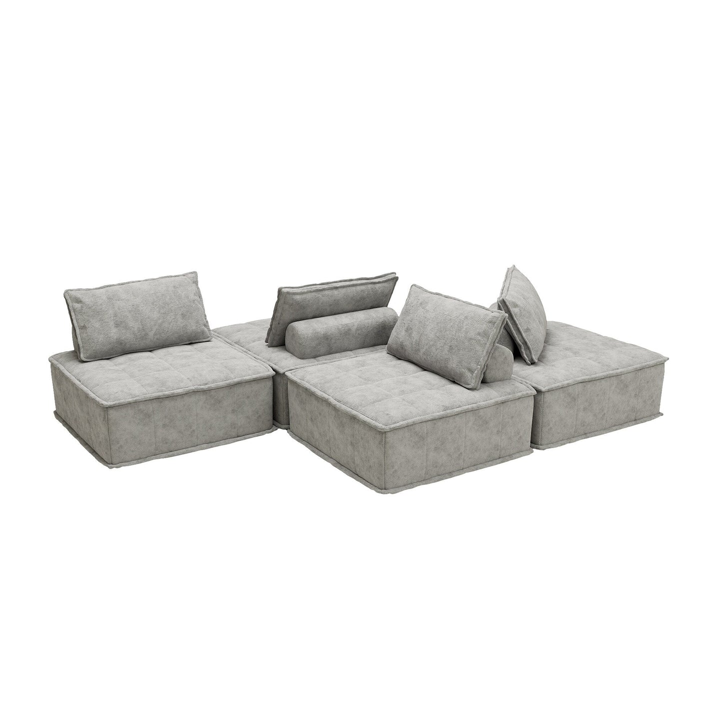 Ensemble de canapés modulaires 4 pièces en chenille gris clair
