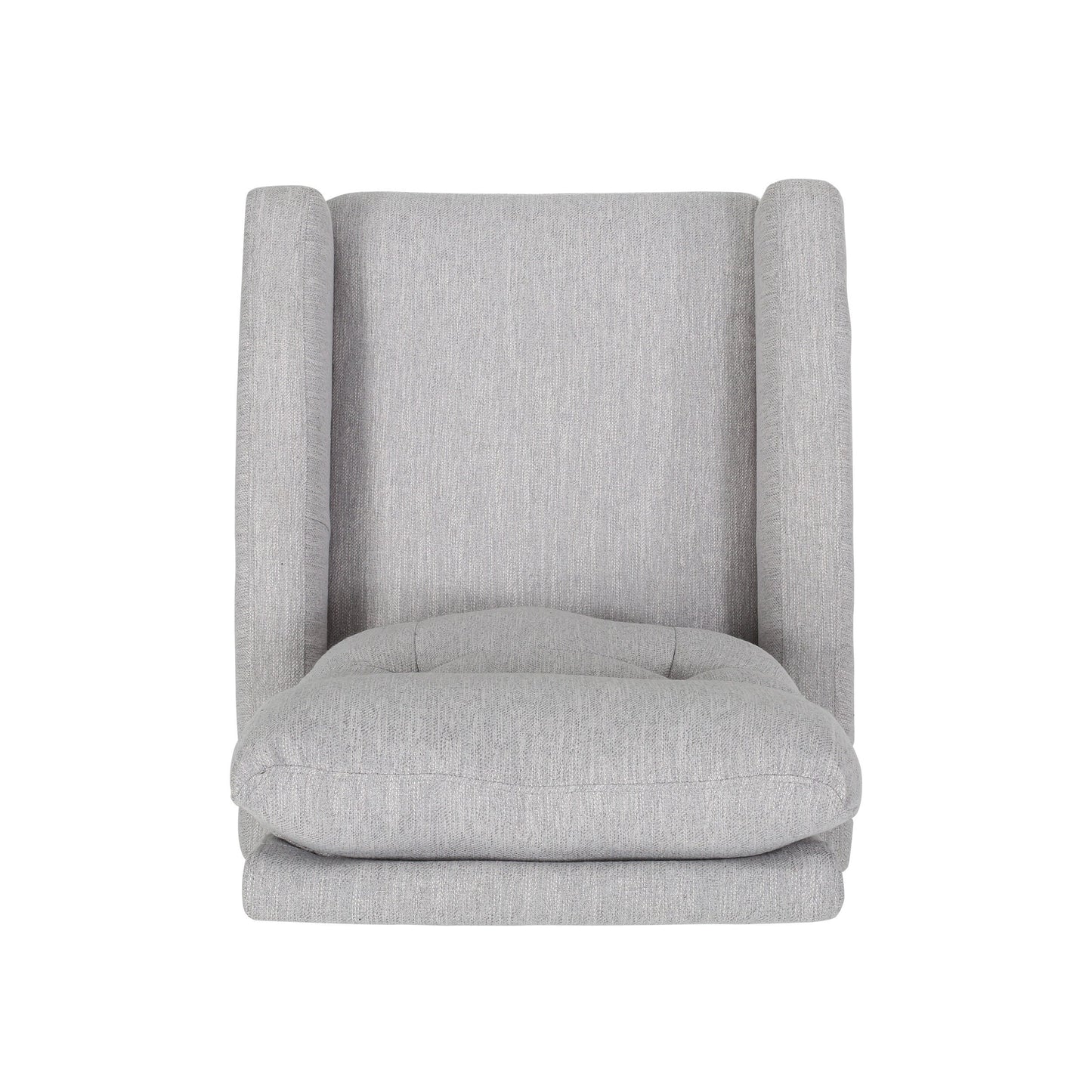 Fauteuil inclinable pivotant et rembourré en tissu gris clair moderne avec repose-pieds et dossier capitonné