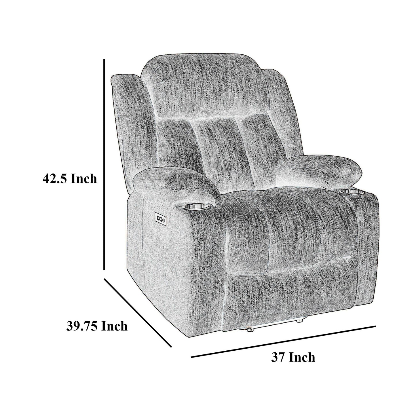 Fauteuil inclinable releveur électrique Limi, marron camel, port USB, porte-gobelets