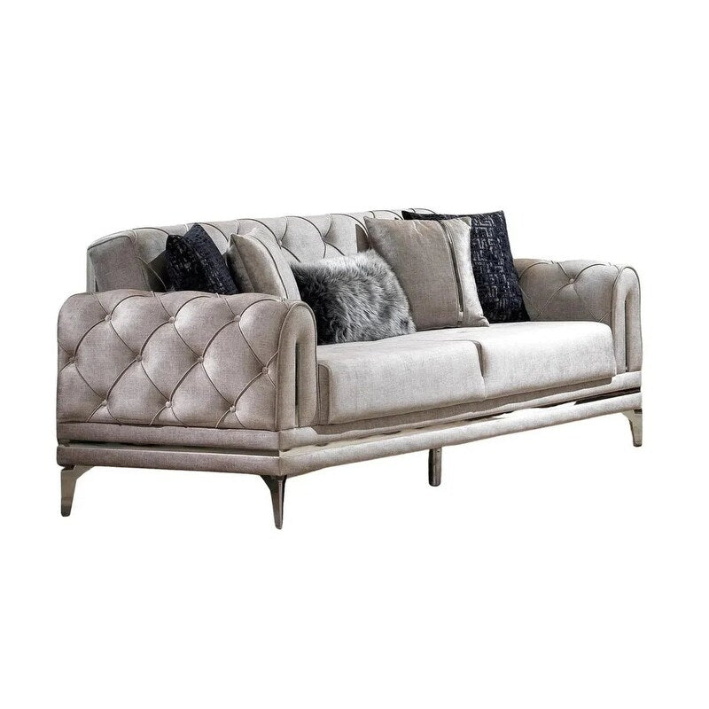 Canapé rembourré en velours Lincove - Construction durable - Gris