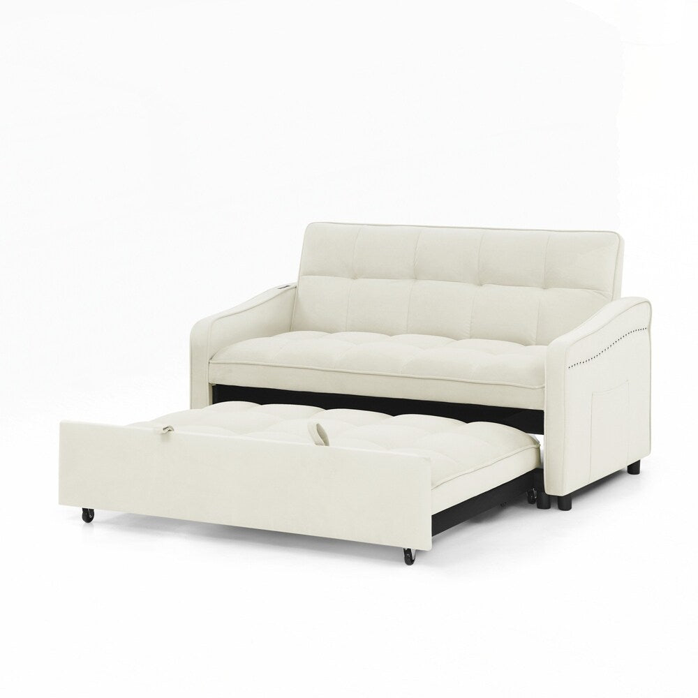 Canapé-lit deux places avec lit gigogne et dossier réglable