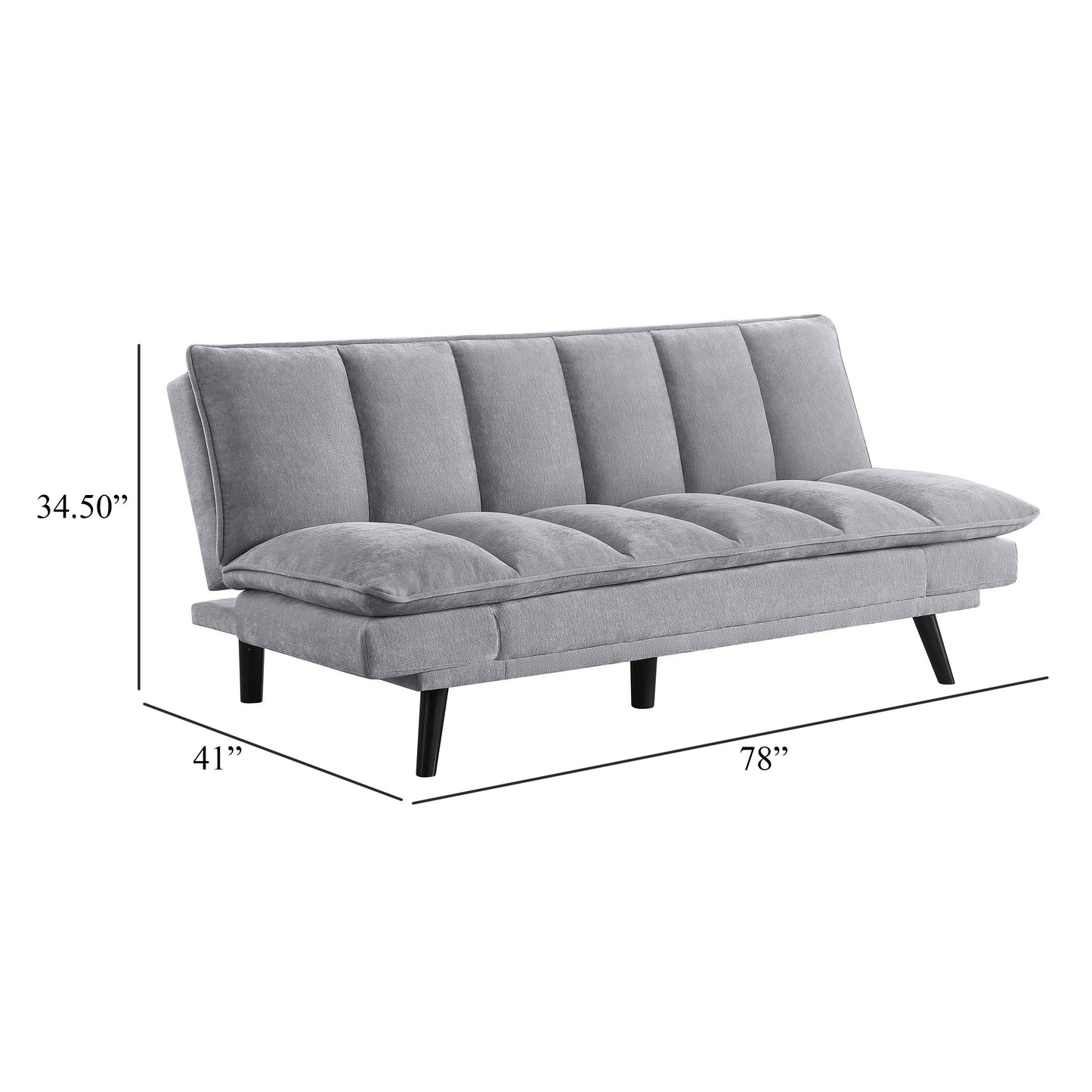 Canapé-lit convertible Loyla, tissu capitonné gris ardoise, noir, 198 cm