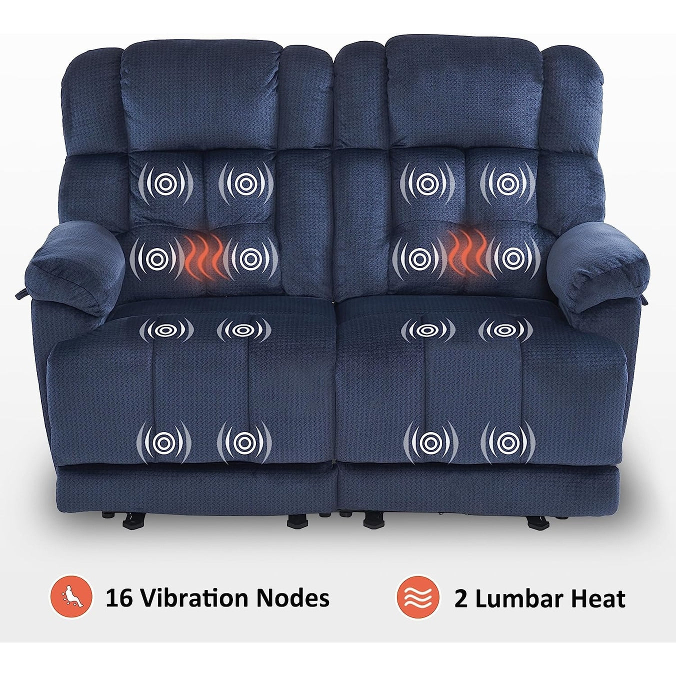 Canapé inclinable électrique MCombo avec chauffage et massage, tissu 6237