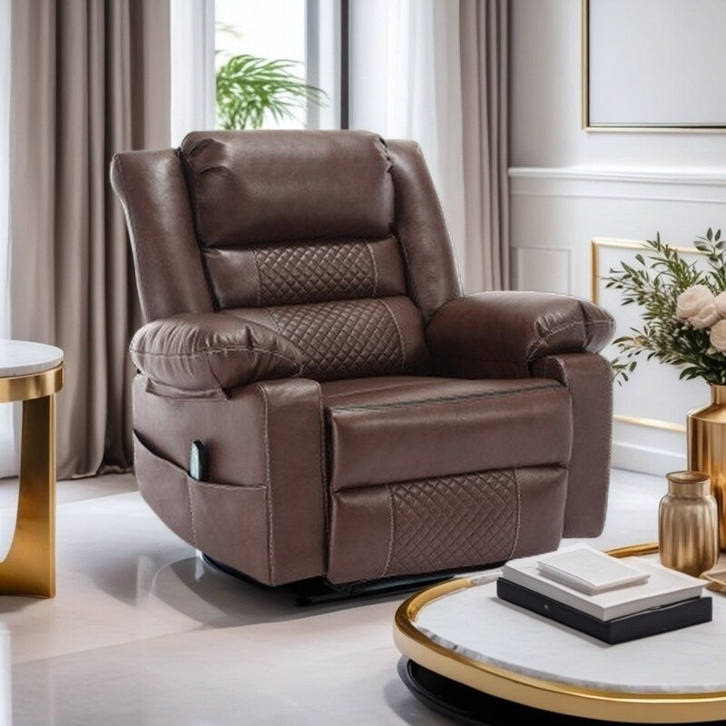 Fauteuil inclinable manuel avec massage par vibrations à 8 points, chaleur lombaire et cadre en bois et acier durable pour un confort optimal au salon