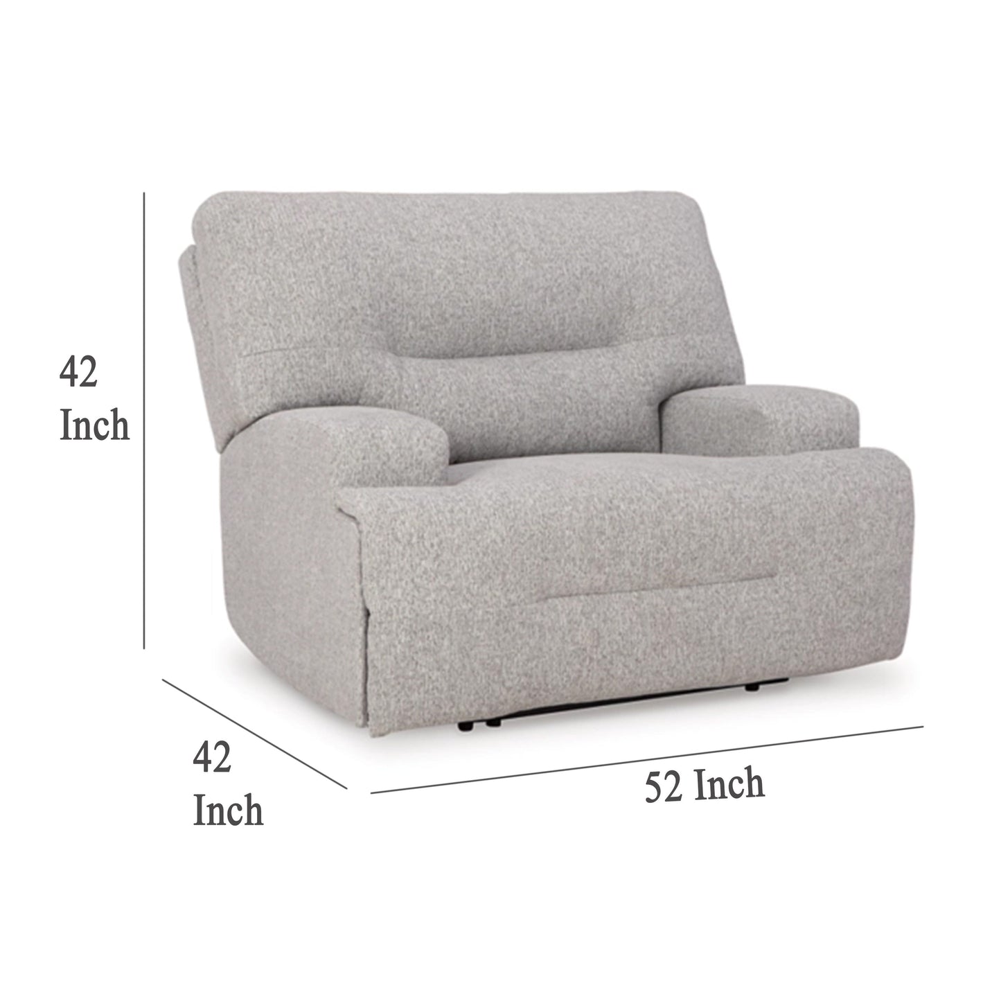 Fauteuil inclinable électrique Marissa à siège large, polyester gris, rembourrage moelleux