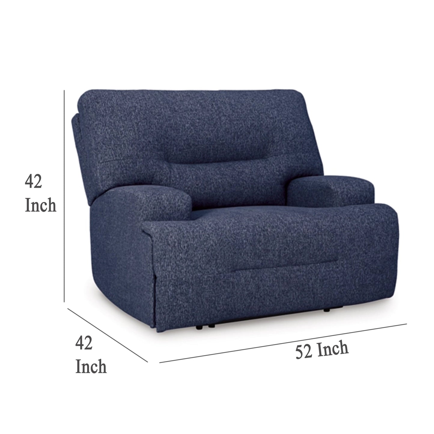 Fauteuil inclinable électrique Marissa à siège large, polyester bleu marine doux