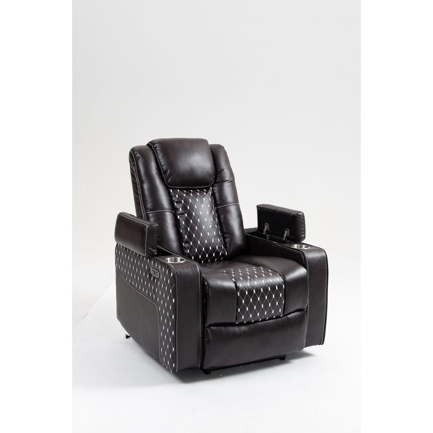 Fauteuil inclinable massant avec deux télécommandes, chargement sans fil, porte-gobelet et rangement latéral - Positions d'inclinaison infinies
