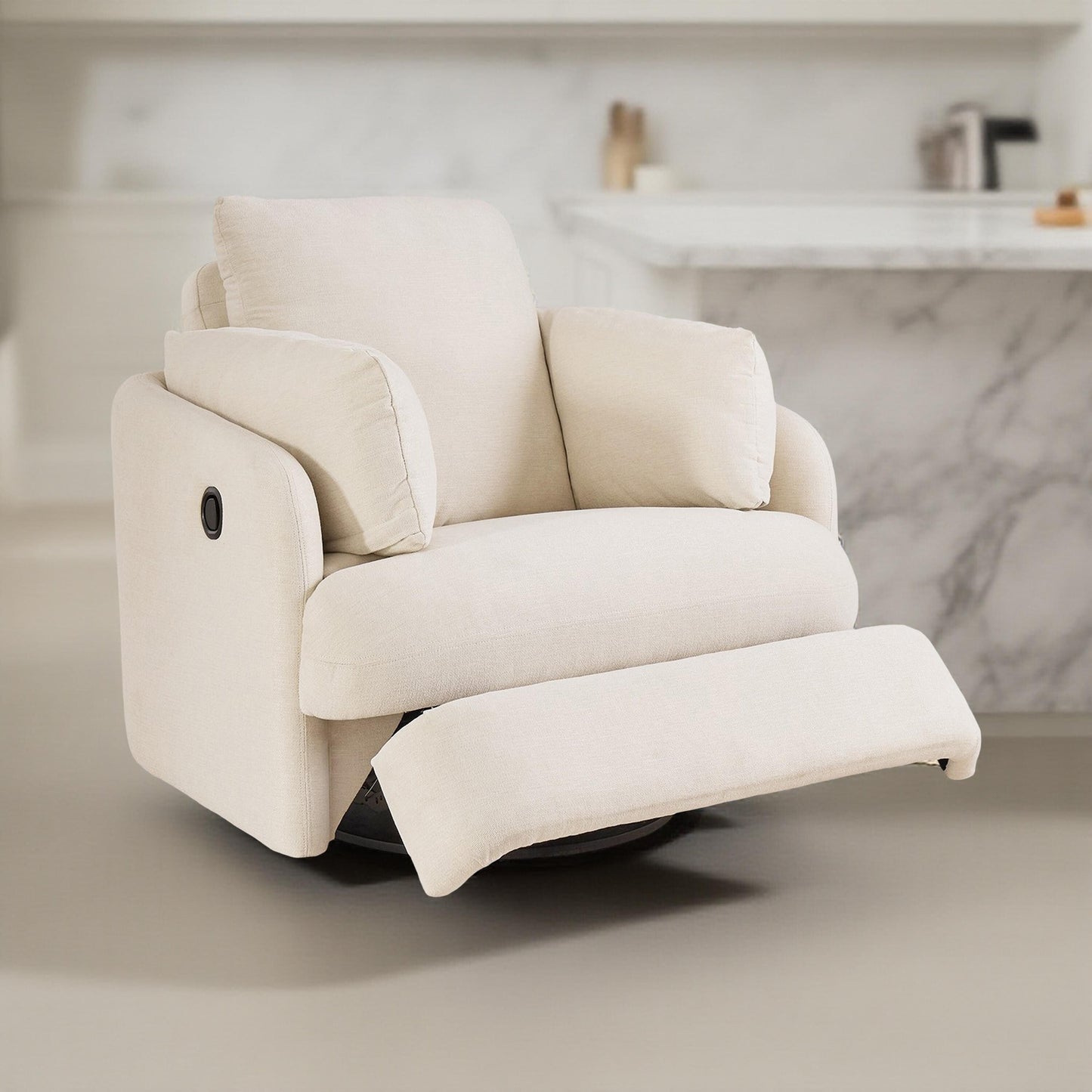 Fauteuil inclinable pivotant Meso, en polyester Nuvella ivoire
