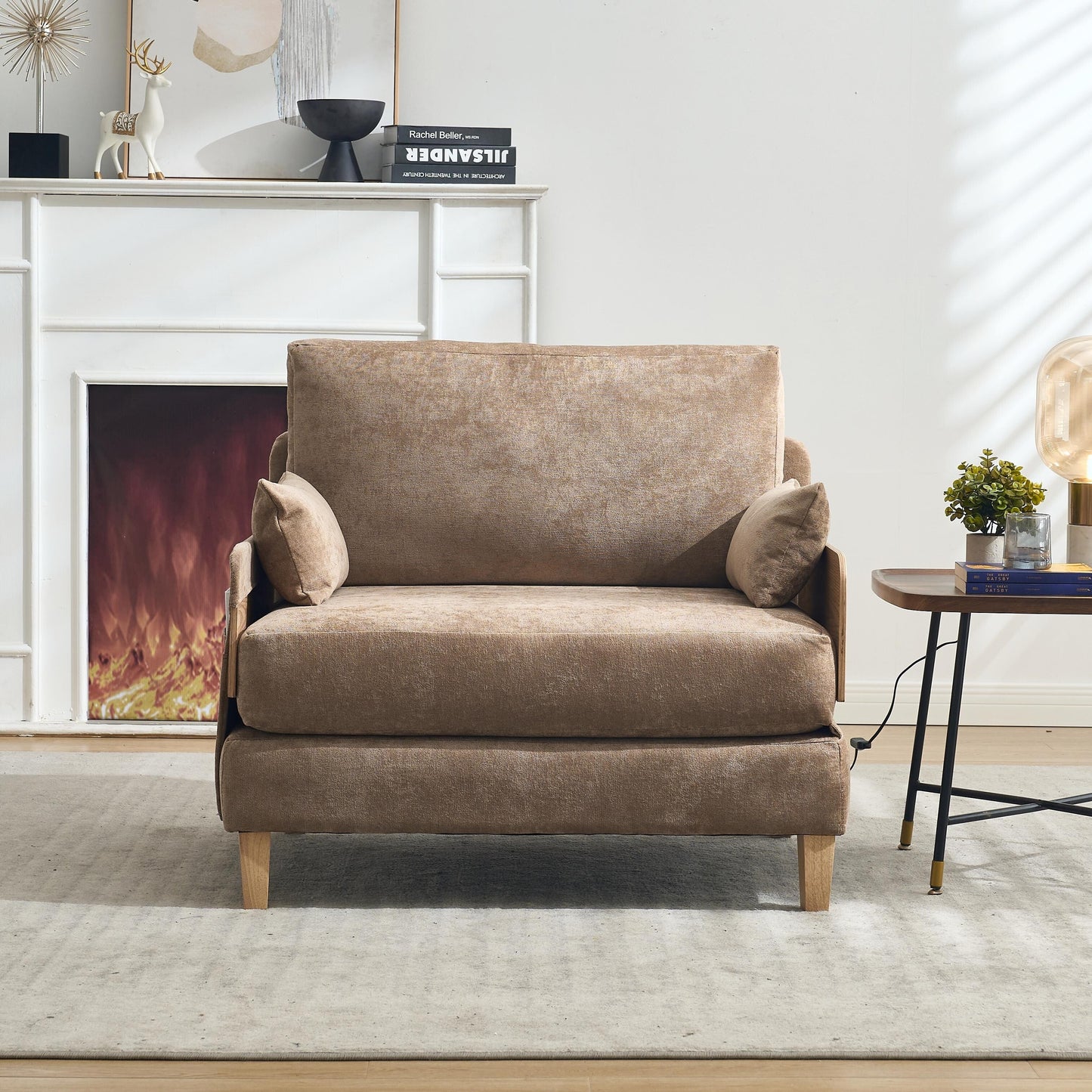 Canapé-lit inclinable pliable 3 en 1 de style milieu de siècle, convertible en lit