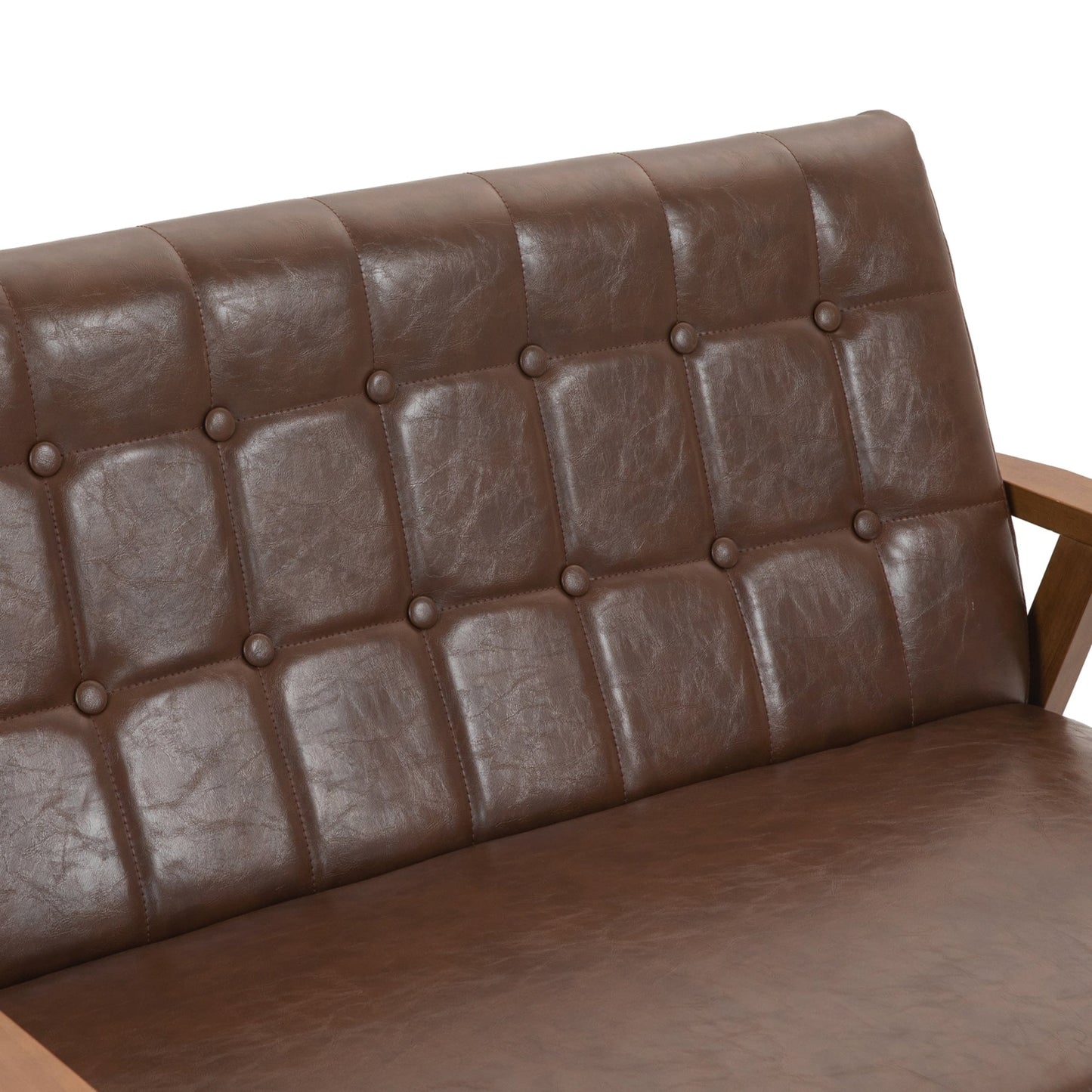 Canapé causeuse solide moderne du milieu du siècle, canapé causeuse rembourré, canapé causeuse rembourré 2 places