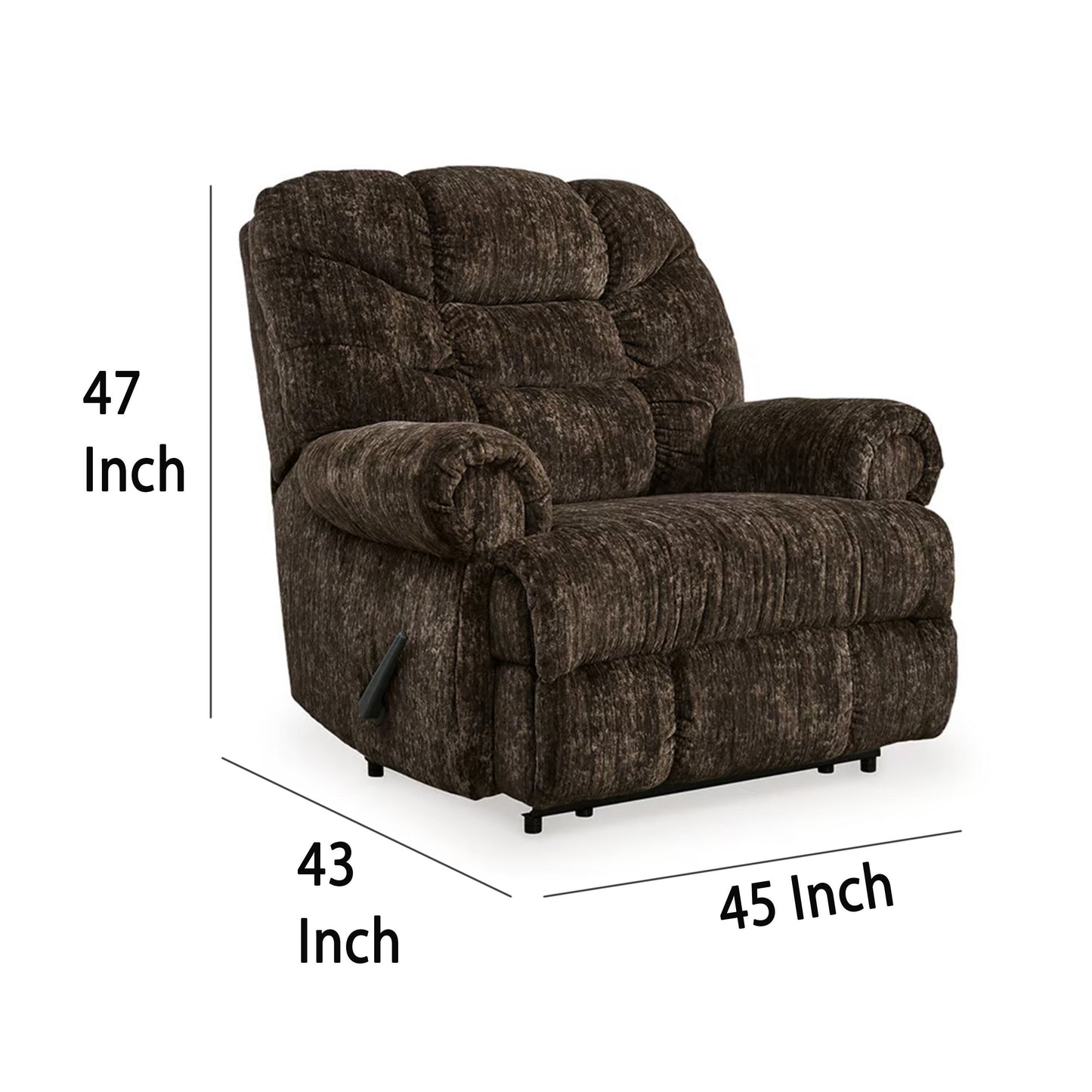 Fauteuil inclinable manuel Mikey, Zero Wall, velours polyester marron foncé