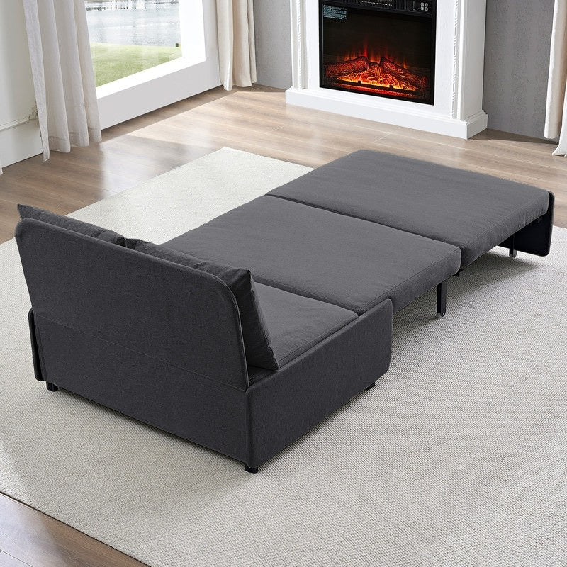 Canapé-lit Mixoy Full/Queen Size, canapé-lit convertible 2 en 1 en lin 1 place/causeuse avec coussins