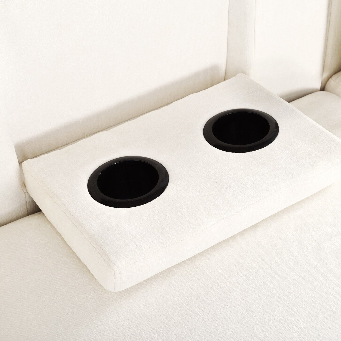 Canapé sectionnel moderne 5 places en U avec pouf de rangement et porte-gobelets dissimulés pour salon d'appartement