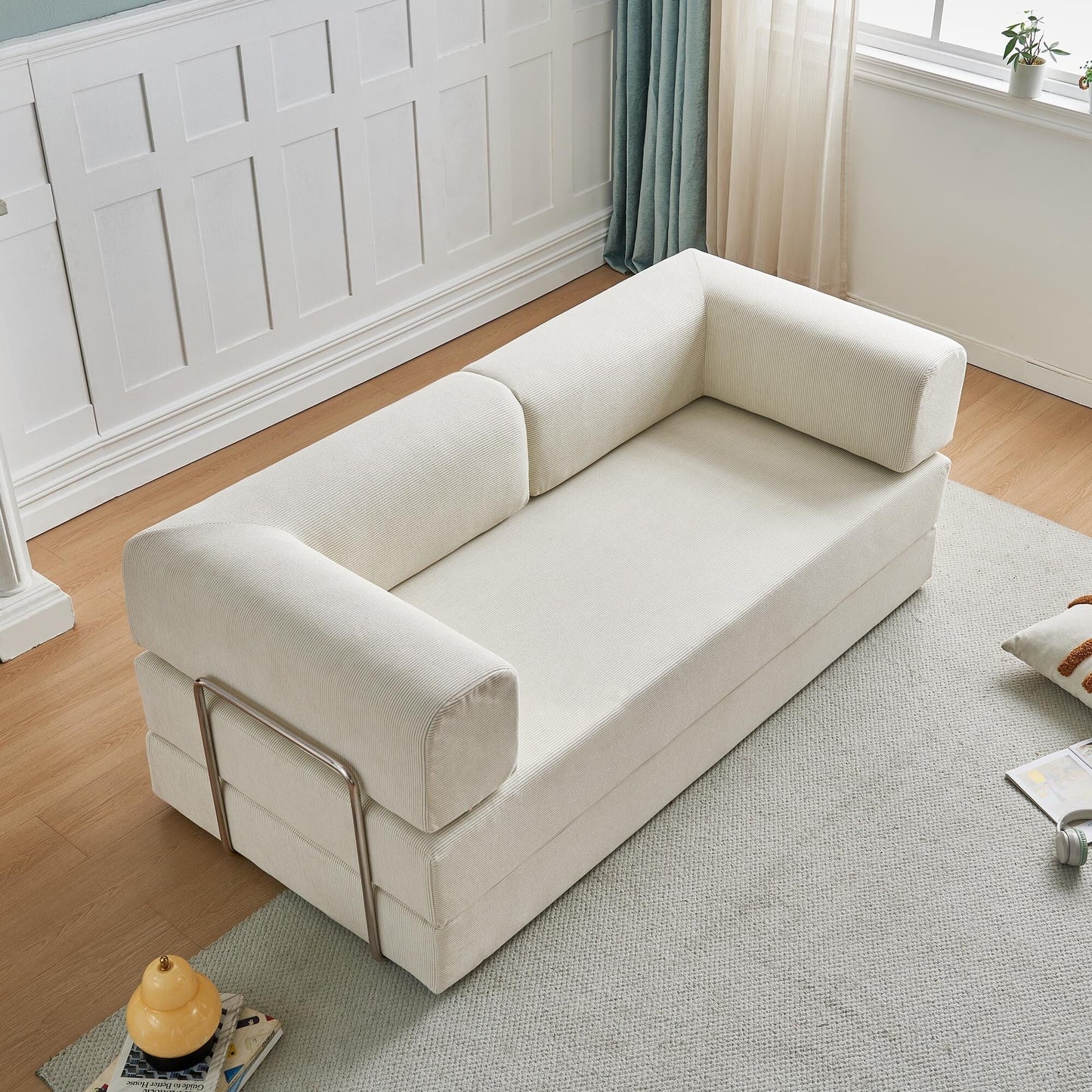 Canapé-lit 3 places moderne et multifonctionnel en velours côtelé, avec configurations polyvalentes et design ergonomique