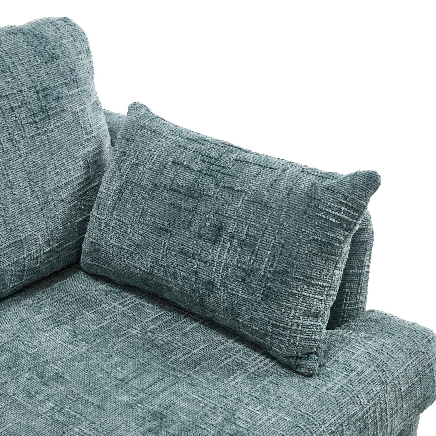 Canapé 2 places en chenille de style moderne avec pieds en bois, éclairage LED, port de chargement USB et sac de rangement, idéal pour le salon, la chambre à coucher, le bureau ou la salle d'étude.