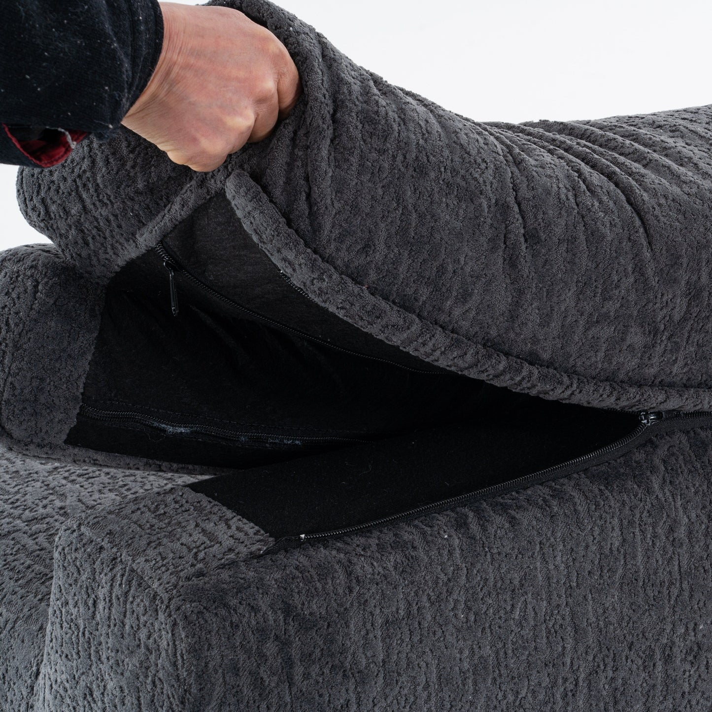 Canapé modulaire 4 places en chenille à grain de bois moderne avec 2 oreillers pour salon et appartement