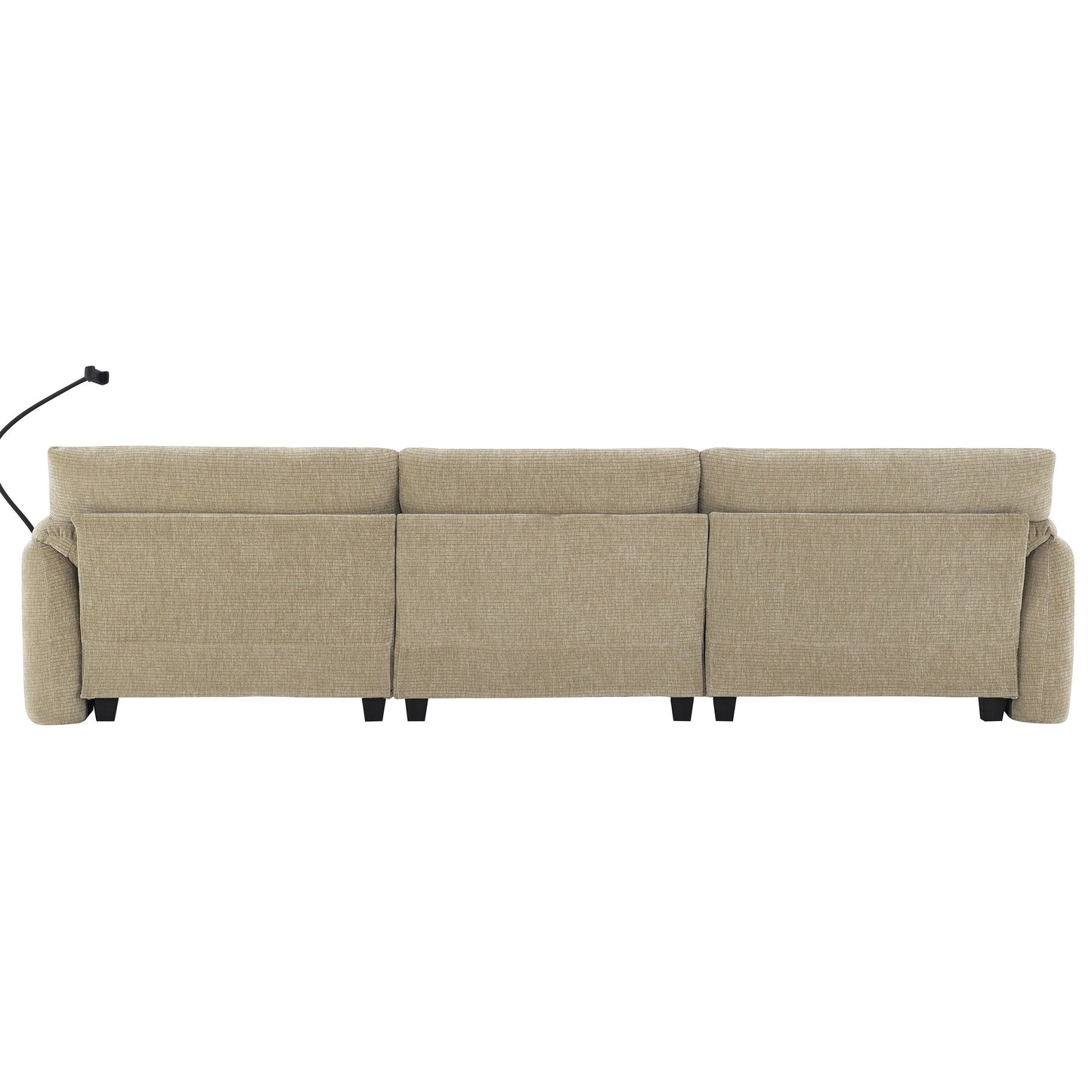 Canapé modulable en L avec coussin d'assise extra-large, chargeur USB et Type-C, support pour téléphone et 2 poches de rangement latérales.