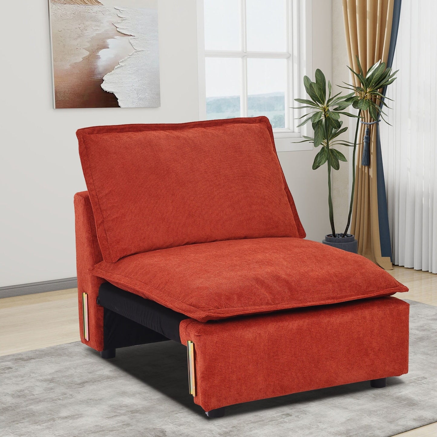 Canapé sectionnel modulaire, canapé nuage moderne et confortable, canapé profond arc-en-ciel en velours côtelé avec coussin amovible