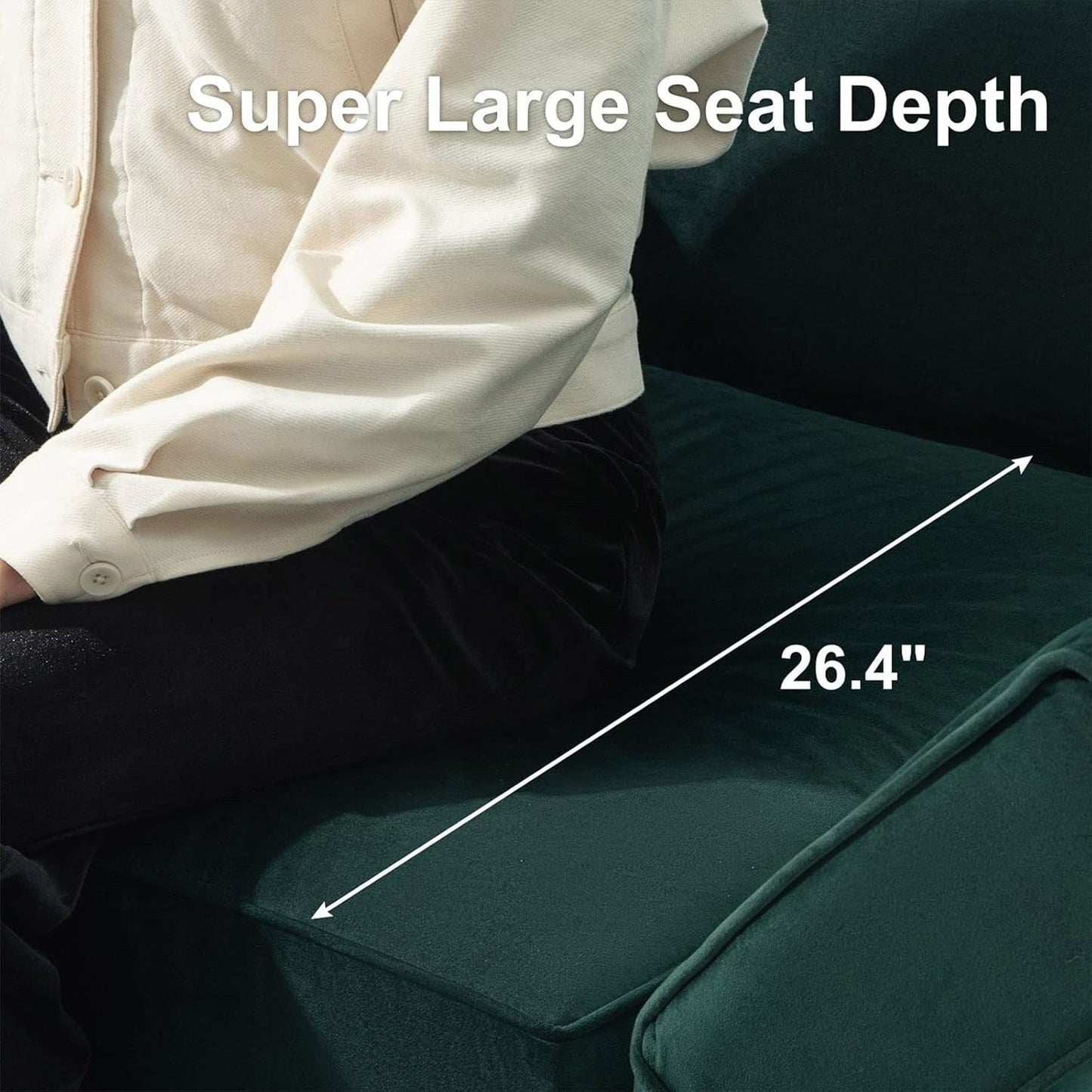 Canapé d'angle modulaire en velours avec méridienne - Canapé-lit avec rangement pour salon, vert