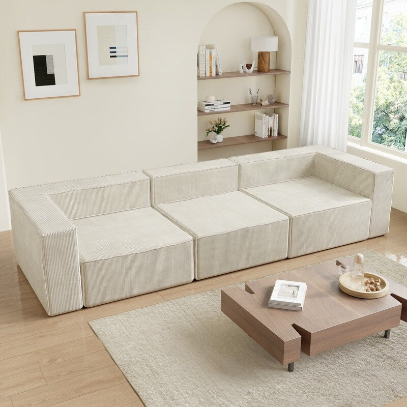 Canapés de compression trois places en velours côtelé Module