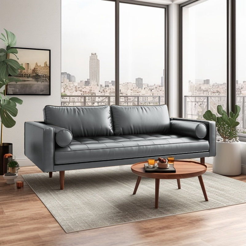 Canapé à accoudoirs carrés en similicuir Monica 70