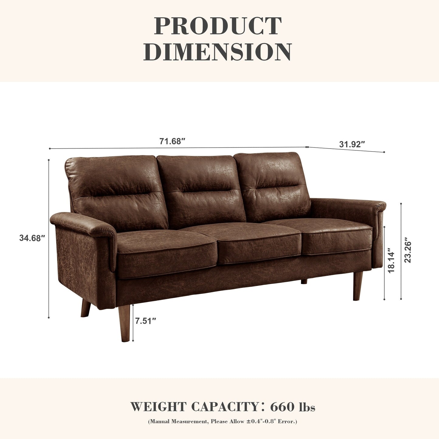 Canapé d'intérieur OVIOS avec coussin moelleux et pieds en bois