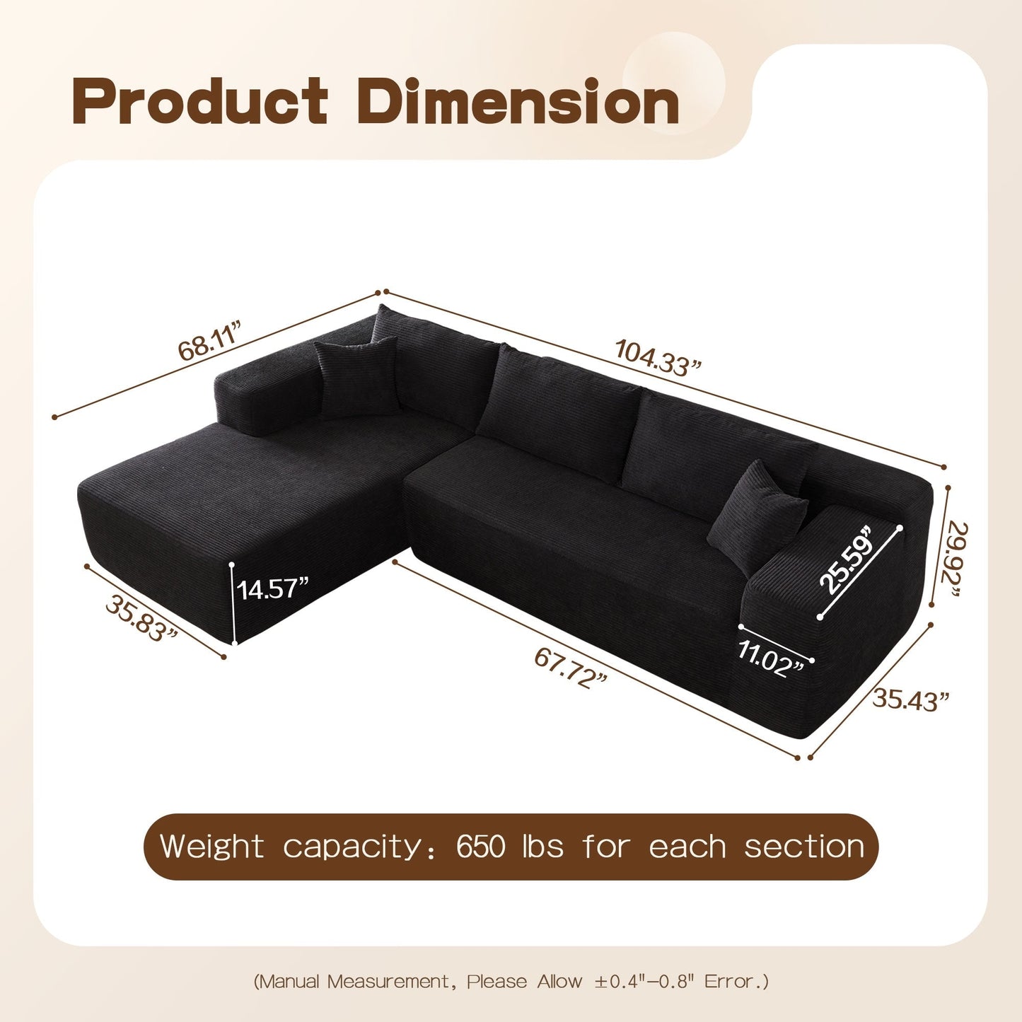 Canapé méridienne OVIOS Pit Stripes sans assemblage requis