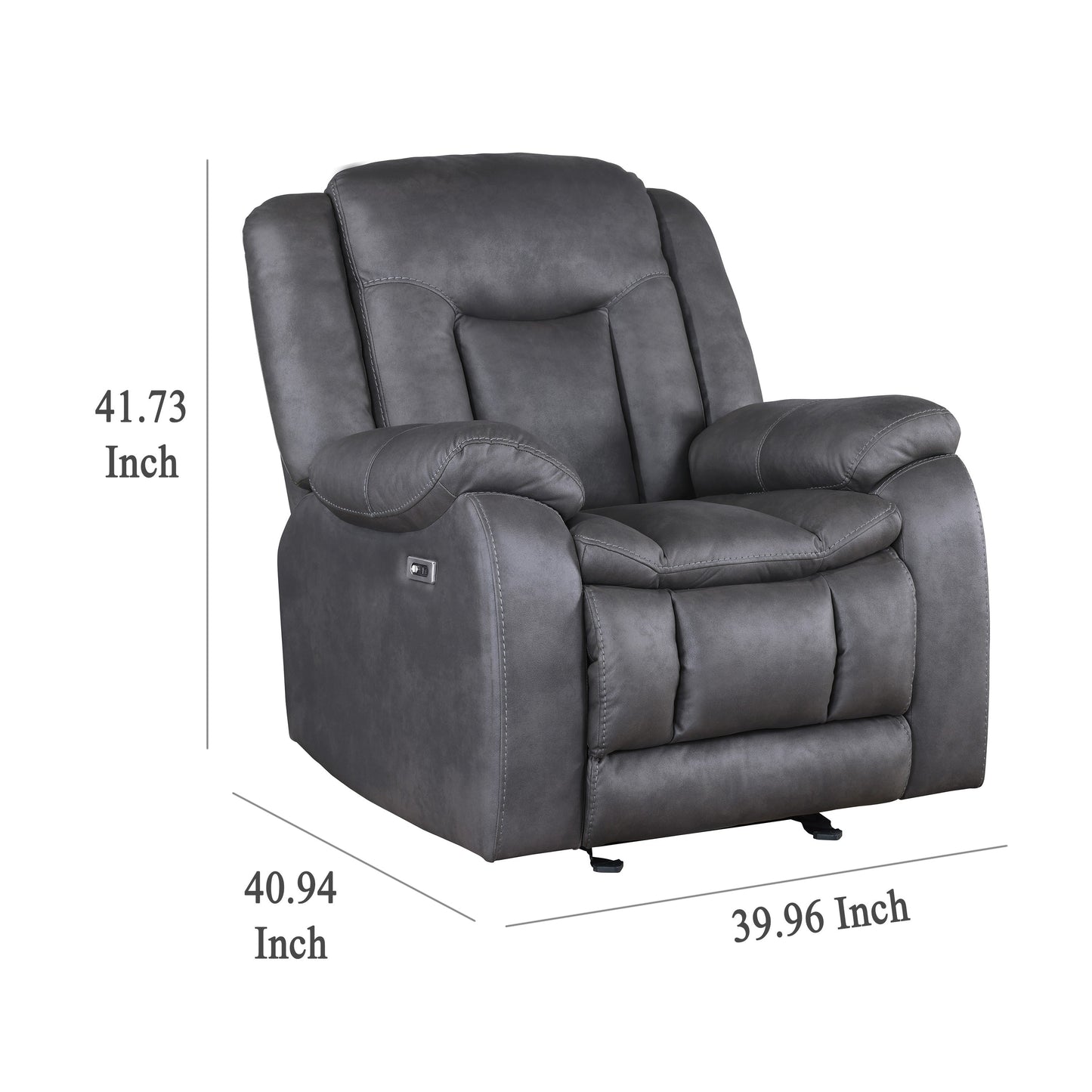 Fauteuil inclinable manuel Olaf, similicuir gris foncé moelleux