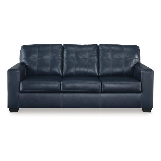 Canapé-lit Queen Orion, 85 pouces, cuir véritable et similicuir bleu océan