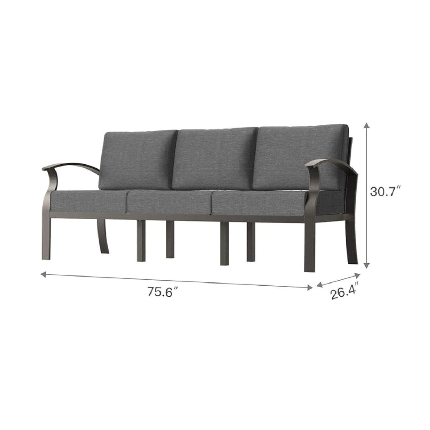 Canapé d'extérieur en aluminium avec coussins gris