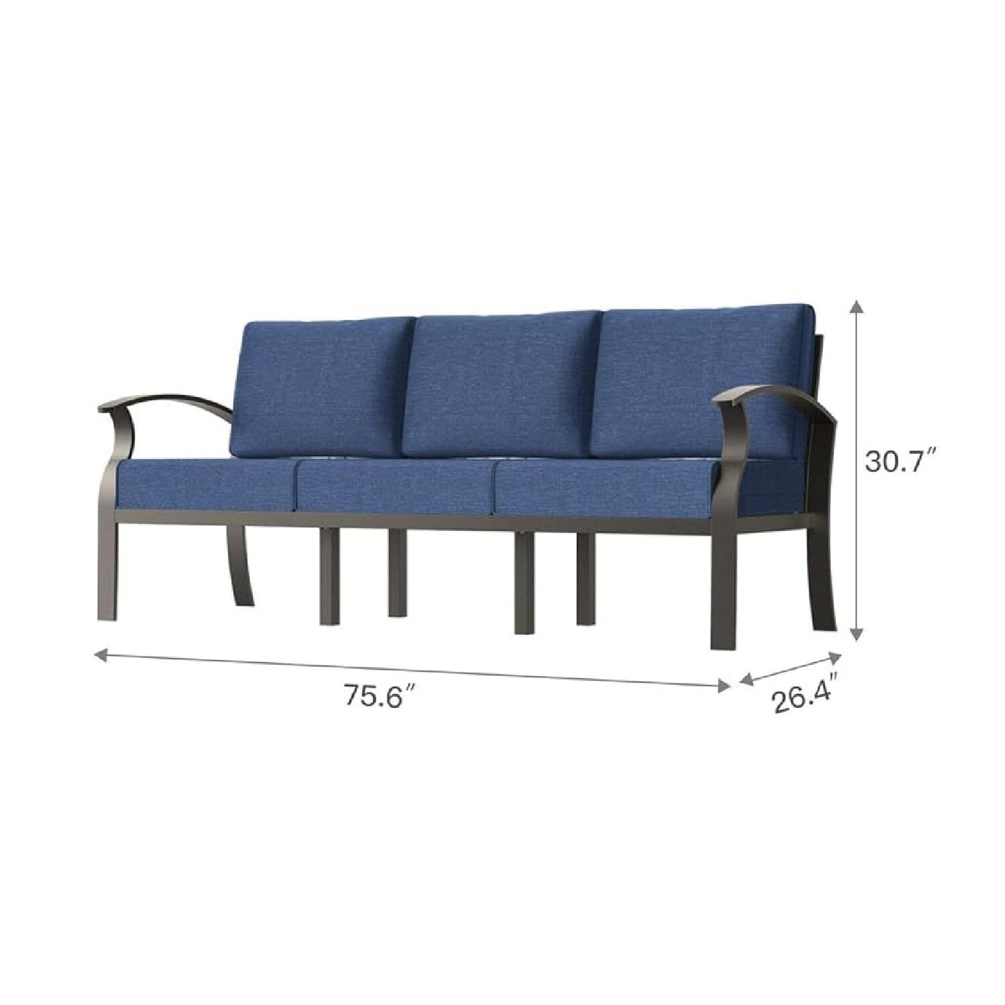 Canapé d'extérieur en aluminium avec coussins bleu marine