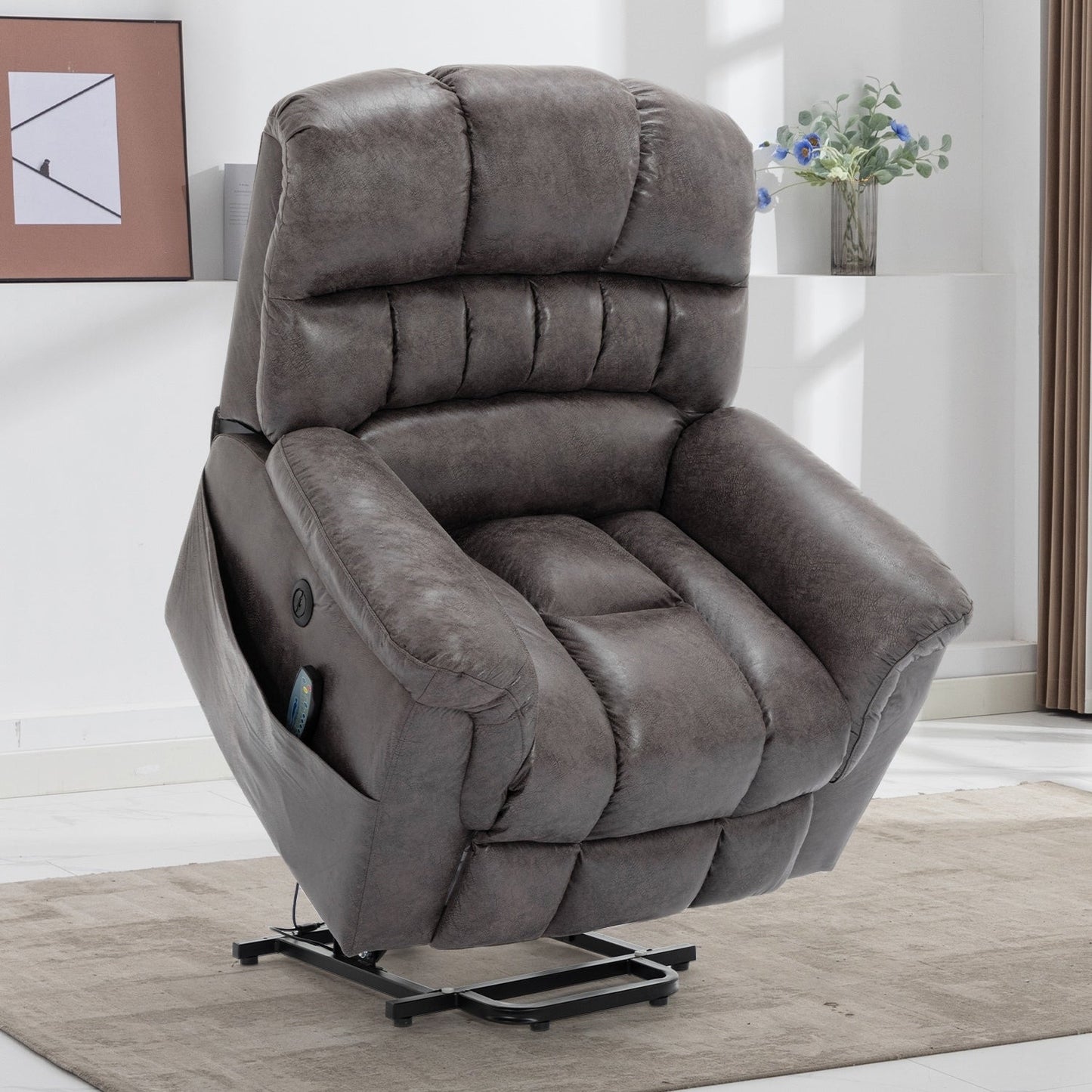 Fauteuil inclinable électrique surdimensionné de 42 po de large avec massage et chauffage