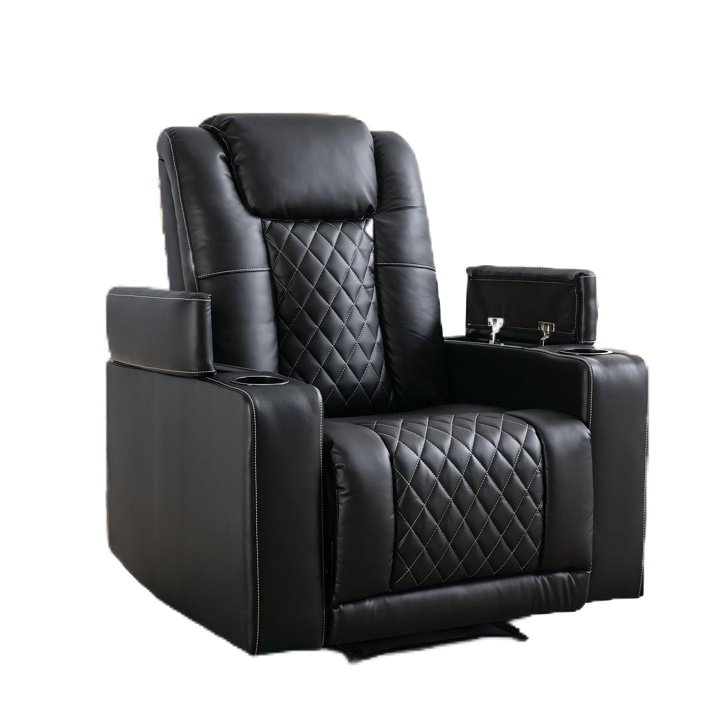 Fauteuil inclinable électrique en cuir synthétique pour home cinéma avec porte-gobelet et port USB