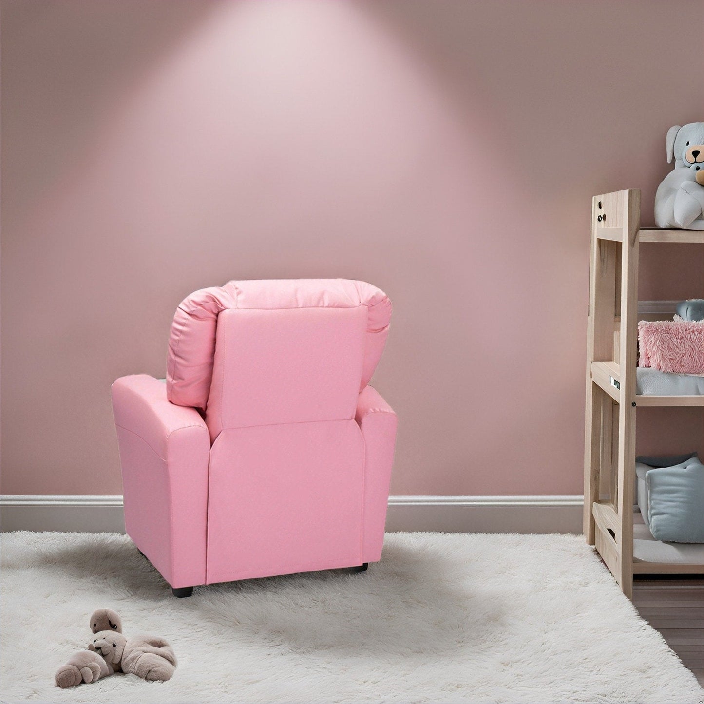 Fauteuil inclinable en PVC pour enfants avec fonction d'inclinaison par poussée, porte-gobelet et repose-pieds confortable
