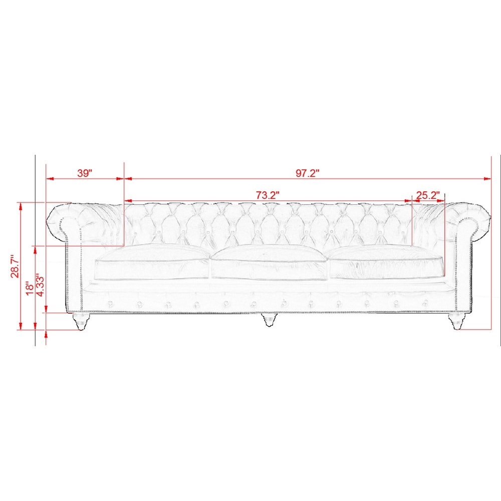 Canapé capitonné Chesterfield Paris Club de Pasargad Home, marron - 73 cm H x 246 cm L x 99 cm P