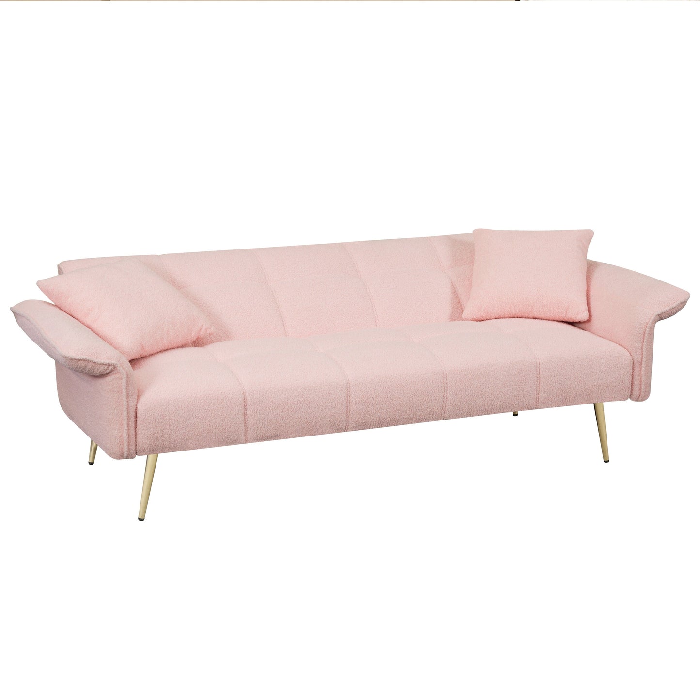 Canapé-lit futon convertible en polaire rose
