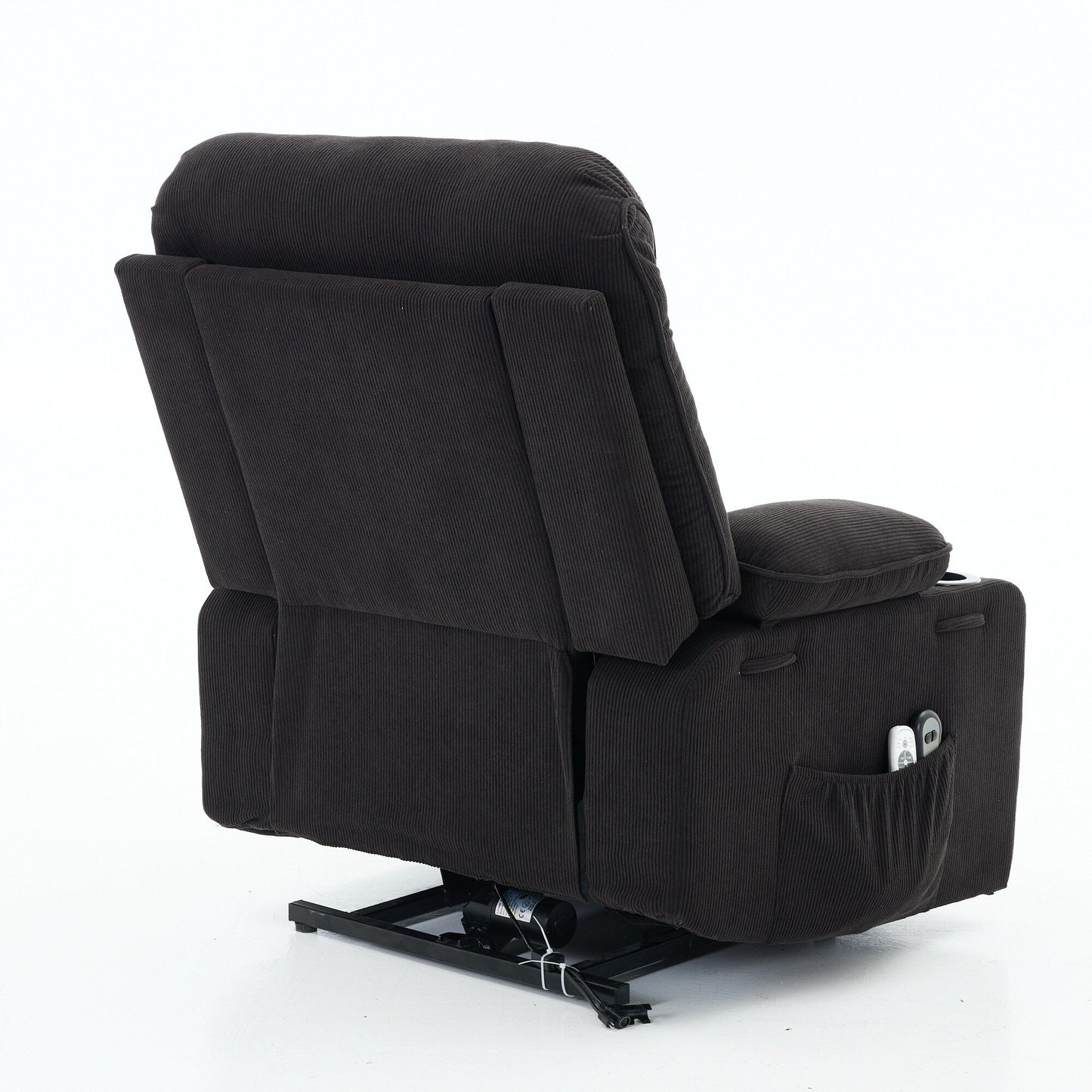 Fauteuil inclinable releveur électrique - Télécommande avec massage thermique, cuir synthétique, poches latérales - Fauteuil d'assistance à la mobilité pour personnes âgées