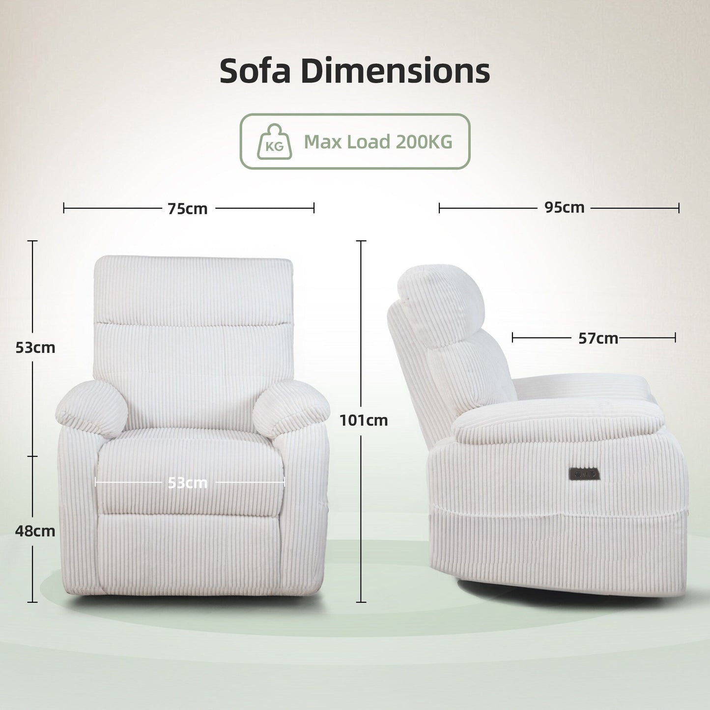 Fauteuil inclinable pivotant électrique avec ports USB et Type-C - Pivotant à 270°, inclinable à l'infini, rembourrage ergonomique