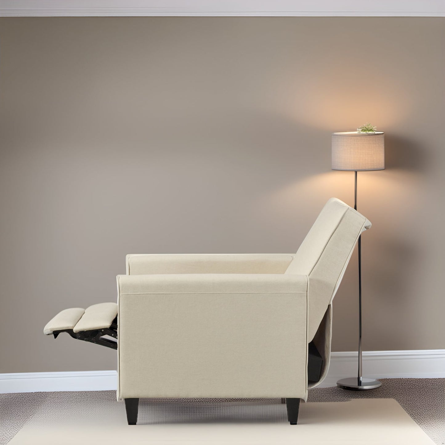 Fauteuil inclinable à dossier bas pour cinéma maison - Fauteuil inclinable compact avec accoudoirs et repose-pieds réglable, idéal pour les petits espaces