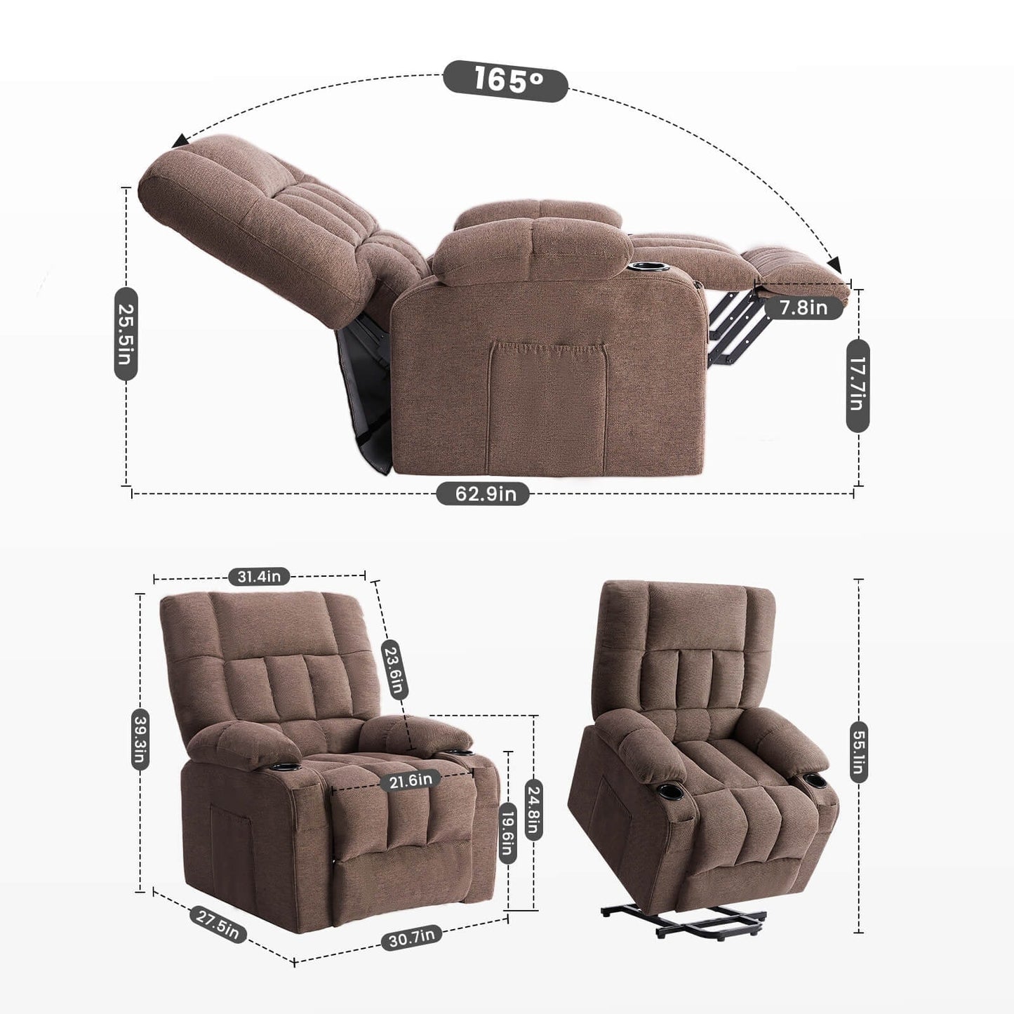 Fauteuil inclinable, fauteuil de massage inclinable et chauffant, fauteuil électrique releveur pour home cinéma, pour salon